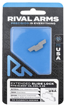 Rival Arms RARA80G003D Slide Lock  Extended Polished Stainless for Glock 43 43X 48 UPC: 788130030394