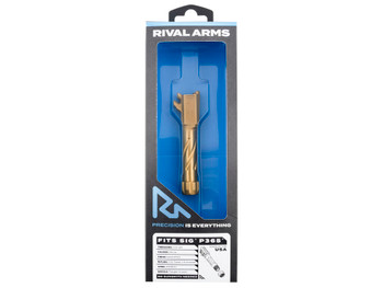 Rival Arms RA20P002E Precision Match Grade 9mm Luger 3.10" Fluted Threaded Gold PVD Steel, Fits Sig P365