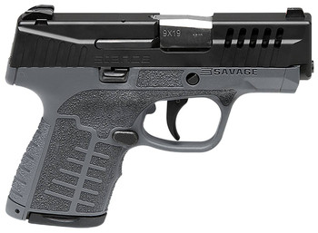 Savage Arms 67011 Stance  9mm Luger 3.20 7181 Gray Polymer Frame SerratedPorted Black Nitride Slide Interchangeable Backstrap No Manual Safety Night Sights UPC: 011356670113
