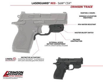 Crimson Trace 013000172 LGLaserguard CSX Red  Black Smith  Wesson UPC: 810048570751