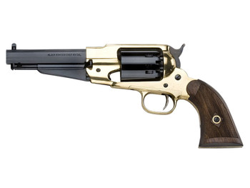 Pietta PF58BR44512 1858 Remington Brass Sheriff 44 Cal 6rd 5.50" Blued Octagonal Steel Barrel & Cylinder, Brass Frame, Checkered Walnut Grip