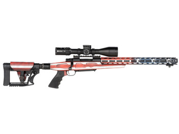 Howa HFLG65C16 M1500 APC Chassis Gen2 6.5 Creedmoor 10+1 16.25" Barrel, American Flag Cerakote Receiver, American Flag 6 Position Luth-AR MBA-4 with Aluminum Chassis Stock, Black Polymer Grip