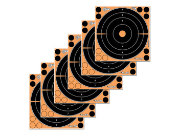 EZ-Aim 15316 Splash Reactive Self-Adhesive Paper Black/Orange 8" Bullseye 6 Pack