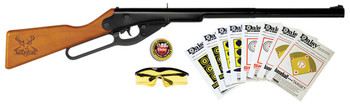 Daisy 994105403 Buck Shooting Kit Spring Piston 177 BB 400rd Shot 350 fps Black BarrelRec Stained Hardwood Furniture Includes GlassesPremium AmmoTargets UPC: 039256841051