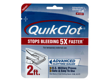 Adventure Medical Kits 50200025 QuikClot Stop Bleeding White Clotting Gauze
