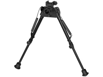 Harris Bipods S-LP Swivel L Picatinny, 9-13", Black Steel/Aluminum, Rubber Feet