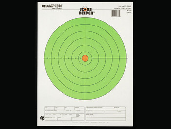 Champion Targets 45795 Score Keeper Bullseye Paper Hanging 100 yds Rifle Large Fluorescent Green & Orange 12 PK