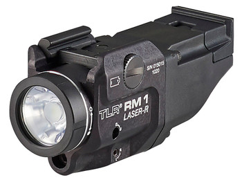 Streamlight 69446 TLR-1 RM w/Laser Black Anodized Aluminum, 500 Lumens White LED Bulb/Red Laser, 210 Meters Beam, Picatinny Rail Mount