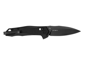 Kershaw 2041 Monitor Mid-Size 3" Folding Spear Point Plain Black Oxide D2 Steel Blade, Black Textured Glass Filled Nylon Handle, Includes Pocket Clip