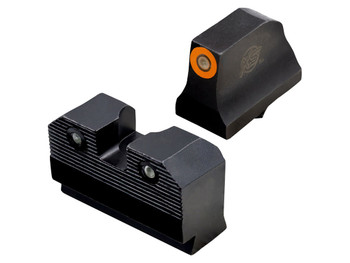 XS Sights GLR021P6N R3D Night Sights fits Glock Black | Green Tritium Orange Outline Front Sight Green Tritium Rear Sight
