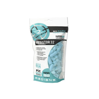 Radians FP70ABG50 Resistor Earplugs Foam 32 dB In The Ear Aqua Blue Adult 50 Pair UPC: 674326357447