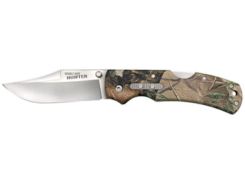 Cold Steel CS23JE Double Safe Hunter 3.50" Folding Clip Point Plain Satin 8Cr13MoV SS Blade/ Camo GFN Handle Includes Pocket Clip