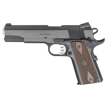 Springfield Armory PX9419 1911 Garrison 9mm Luger 91 5 Stainless Match Grade Steel Barrel Blued Serrated Carbon Steel Slide Carbon Steel Frame wBeavertail ThinLine Wood Grip Right Hand UPC: 706397943608