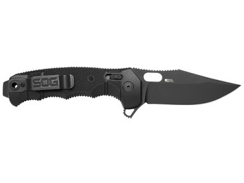 S.O.G SOG12210257 Seal XR 3.90" Folding Clip Point Plain Black Cerakote S35VN SS Blade Black/GRN Handle Includes Belt Clip
