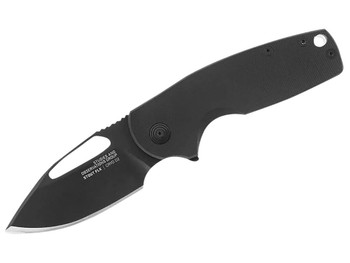 S.O.G SOG14030257 Stout FLK 2.62" Folding Clip Point Plain Black TiNi Cryo D2 Blade, Black Textured G10 Handle