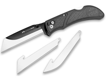 Outdoor Edge RW3060C RazorWork 3" Folding Drop Point/Utility Plain/Gut Hook Black Satin 420J2 SS Blade, Gray Nonslip Gray Grivory w/TPR Inserts Handle