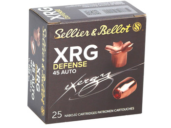 Sellier & Bellot SB45XA XRG Defense 45ACP 165gr Solid Copper Hollow Point 25 Per Box/40 Case