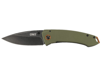 CRKT 2520 Tuna 3.22" Folding Plain Stonewashed 8Cr14MoV SS Blade Black/Green G10/SS Handle Includes Pocket Clip