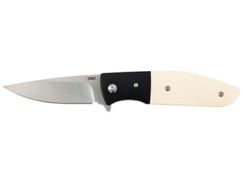 CRKT 2867 Curfew 3.10" Folding Plain Satin 8Cr13MoV SS Blade/Black/White Resin Infused Fiber w/Aluminum Bolster Handle Includes Pocket Clip