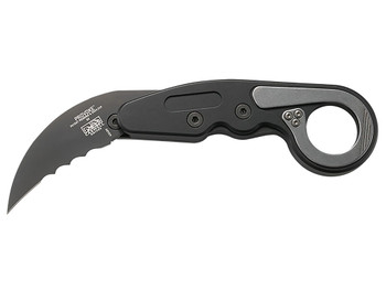 CRKT 4040V Provoke 2.41" Folding Hawkbill Veff Serrated Black TiCN D2 Steel Blade, Black Aluminum Handle, Includes Pocket Clip