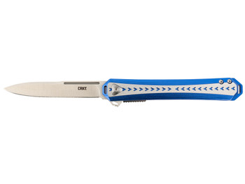 CRKT 6710 Stickler 3.38" Folding Plain Satin 12C27 Sandvik Blade/ Blue & Silver Aluminum Handle Includes Pocket Clip