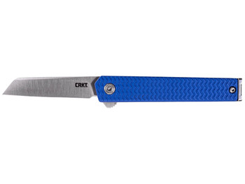 CRKT 7083 CEO Microflipper Micro 2.21" Flipper Sheepsfoot Plain Satin 12C27 Sandvik Blade, Blue Textured w/Silver Liner & Accents Aluminum Handle, Includes Pocket Clip