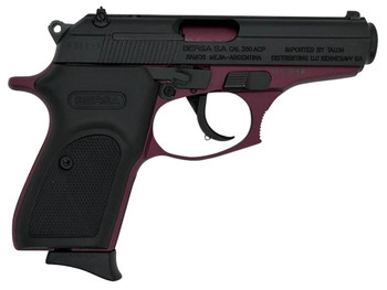 Bersa T380BCH8 Thunder  MicroCompact Frame 380 ACP 81 3.50 Black Cherry Cerakote Steel Barrel Matte Black Serrated Steel Slide Black Cherry Cerakote Aluminum Frame UPC: 810083200552