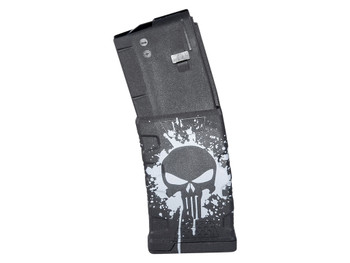 Mission First Tactical EXDPM556PSSWH Extreme Duty 30rd 223 Rem/5.56x45mm Fits AR-15/M4 Black w/White Punisher Skull Splatter Polymer