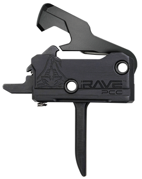 Rise Armament T017FPCCBLK Rave Pistol Caliber Carbine SingleStage Flat Trigger with 3.50 lbs Draw Weight  Black Nitride Finish for ARPlatform UPC: 850011713372
