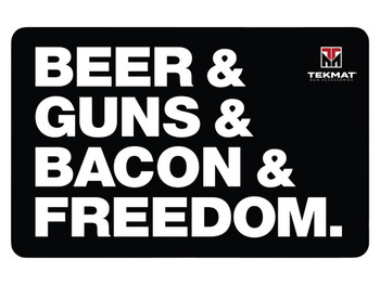 TekMat TEKR17BGBF Cleaning Mat Black/White Rubber 11"x17" "Beer & Guns & Bacon & Freedom