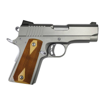 Rock Island 56829 Standard CS Rock Compact 9mm Luger 81 3.60 Stainless Button Rifled Steel Barrel Stainless Serrated Slide Matte Stainless Steel Frame wBeavertail Wood Double Checkered Grip UPC: 4806015568292