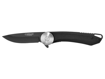 Camillus 19640 Cirque 2.75" Folding Drop Point Plain Black AUS-8 Carbonitride Titanium Blade, Black G10 Handle