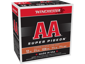 Winchester Ammo AA12SP7 AA Super Pigeon 12Gauge 2.75" 1 1/4oz 7.5Shot 25 Per Box/10 Case