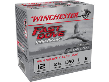 Winchester Ammo WFD128B Fast Dove & Clay High Brass 12Gauge 2.75" 1oz 8Shot 25 Per Box/10 Case