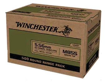Winchester Ammo WM855500 USA M855 Green Tip 5.56x45mmNATO 62gr Full Metal Jacket 500 Per Box/2 Case