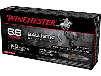 Winchester Ammo SBST68W Ballistic Silvertip 6.8Western 170gr Rapid Controlled Expansion Polymer Tip 20 Per Box/10 Case