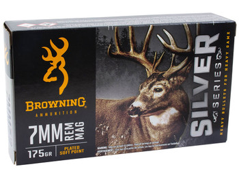 Browning Ammo B192600071 Silver 7mmRem Mag 175gr Plated Soft Point 20 Per Box/10 Case