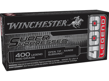 Winchester Ammo SUP400 Super Suppressed 400Legend 300gr Open Tip 20 Per Box/10 Case