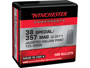Winchester Ammo WB38HP125X Centerfire Handgun Reloading 38Special 125gr Jacketed Hollow Point 100 Per Box/10 Case
