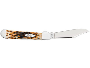 Case 00133 CopperLock Mini 2.72" Folding Clip Point Plain Mirror Polished Tru-Sharp SS Blade/Peach Seed Jigged Amber Bone Handle
