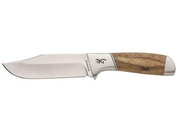 Browning 3220537 Sage Creek Large 4.50" Fixed Clip Point Plain Satin 9Cr14MoV SS Blade, Brown Zebra Wood Handle
