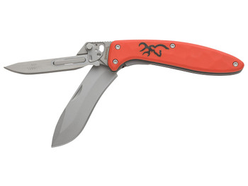 Browning 3220462 Primal Scalpel 2 2.75" Folding Drop Point/Scalpel Plain Blaze Orange 8Cr13MoV SS Blade, Blaze Orange Polymer w/Rubber Overmold Handle