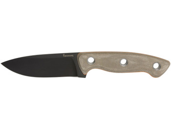 Browning 3220508B Desolation Small 3.75" Fixed Modified Drop Point Plain Black Powder Coated 440C SS Blade, Tan Micarta Laminate Handle