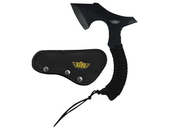 Uzi Accessories UZKAXE5 Throwing Axe 7" Plain Stainless Steel Blade, Black Paracord Wrapped Stainless Steel Handle 12.20" OAL