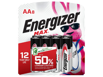 Energizer E91MP8 AA Max Silver 1.5V Alkaline, Qty (8) Single Pack