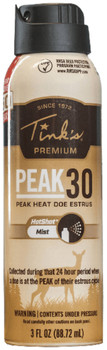 Tinks W5343 Peak30 Hot Shot Deer Doe In Estrus Scent 3 oz Mist UPC: 049818218047 Tinks W5343 Peak30 Hot Shot Deer Doe In Estrus Scent 3 oz Mist UPC: 049818218047