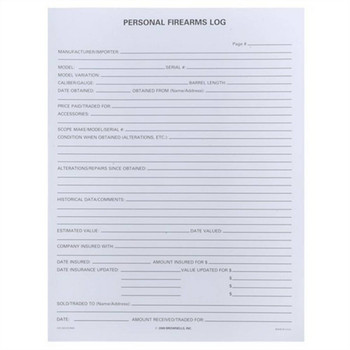 PERSONAL FIREARMS LOG 25 PACK UPC: 050806104068