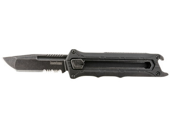 Kershaw 1195 Interstellar 2.70" OTF Tanto Part Serrated Black Oxide Blackwash 8Cr13MoV SS Blade, Black Textured w/Bottle Opener Glass-Filled Nylon Handle, Includes Pocket Clip