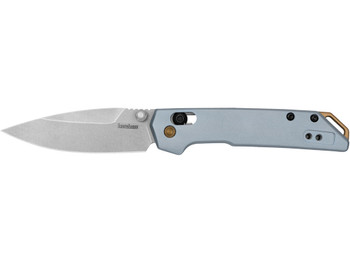 Kershaw 2051 Iridium EDC Mini 3" Folding Spear Point Plain Stonewashed D2 Steel Blade, Ice Blue Aluminum Handle