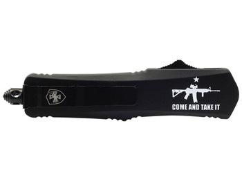 Templar Knife SAR15531 Gen II Come And Take It Small 2.69" OTF Tanto Part Serrated Black Oxide 440C SS Blade, 4.31" Black w/ "Come And Take It" AR-15 Gun Aluminum Handle, Glass Breaker